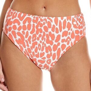 CARMEN MARC VALVO foil jungle animal print reversible high waist swim bottom NWT